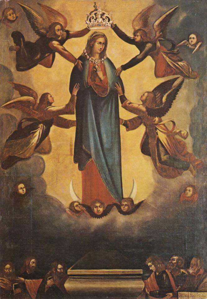 Bức ảnh Đức Mẹ Lên Trời được tôn kính tại Ta' Pinu, do Amadeo Perugino vẽ năm 1619 — nơi phát ra tiếng gọi năm 1883